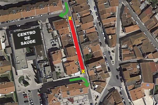 Troço da Rua Trás dos Quintais, em Azambuja, cortado ao trânsito de 21 a 24 de junho de 2021